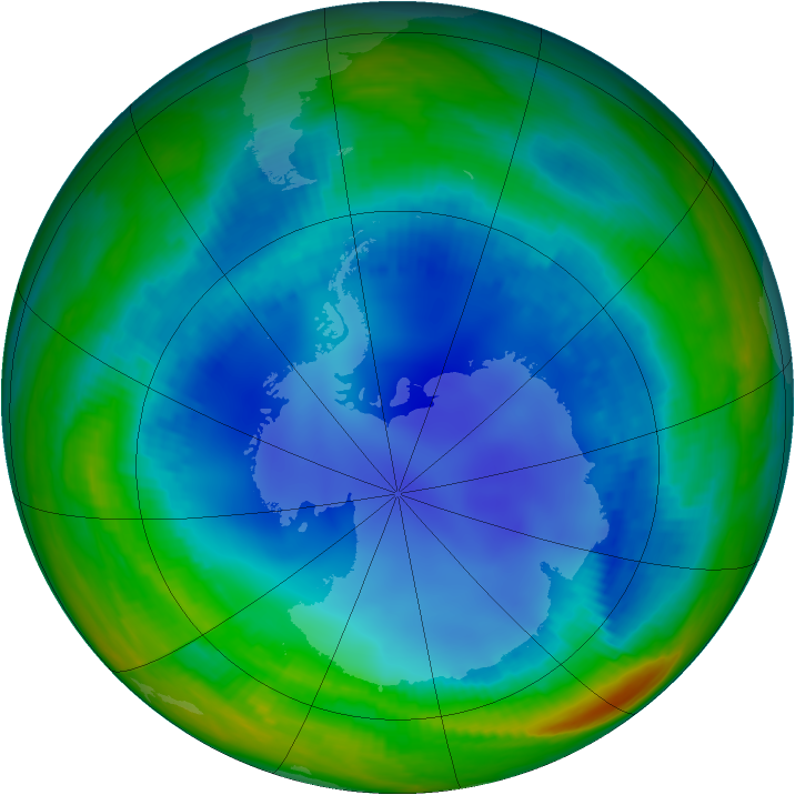 Antarctic ozone map for 03 August 2000